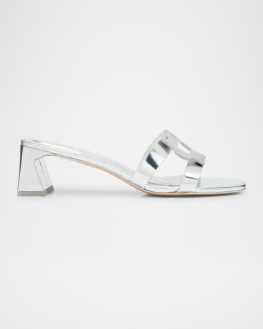 SIMKHAI Metallic Monogram Mule Sandals