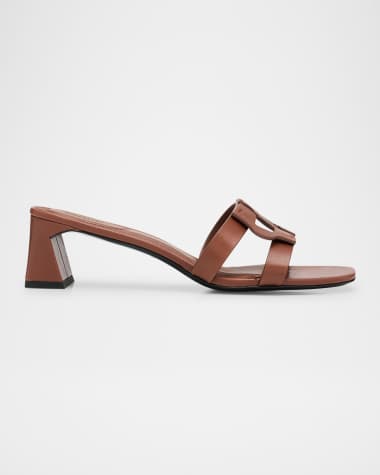 SIMKHAI Leather Monogram Mule Sandals