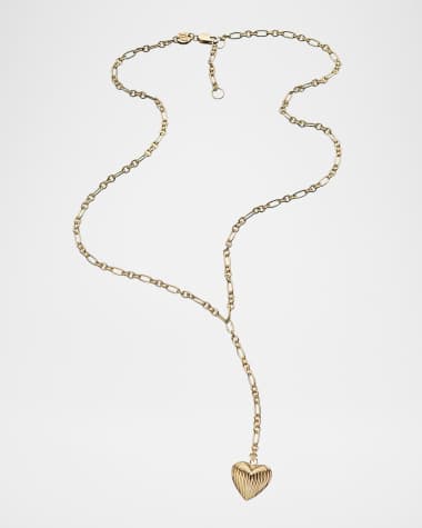 Jennifer Zeuner Chara Fluted Heart Pendant Lariat Necklace