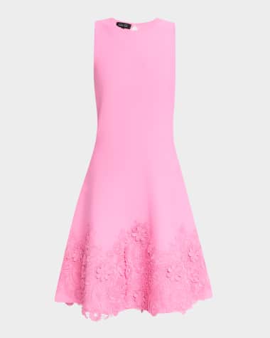 Rickie Freeman for Teri Jon Sleeveless Lace-Trim Knit Dress
