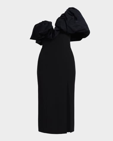 BCBGMAXAZRIA Puff-Embellished Bodycon Cady Midi Dress