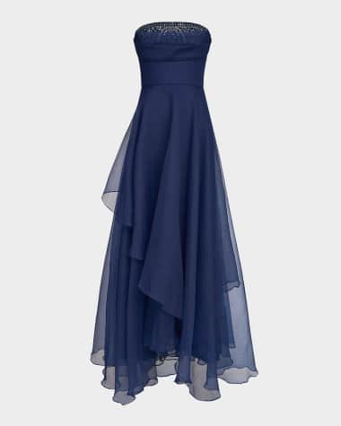 Theia Aubrey Strapless Beaded Organza Gown