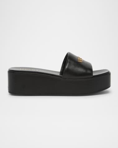 Versace Tag Platform Lambskin Leather Mules