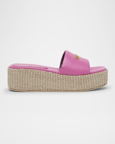 Versace Tag Platform Lambskin Leather Mules