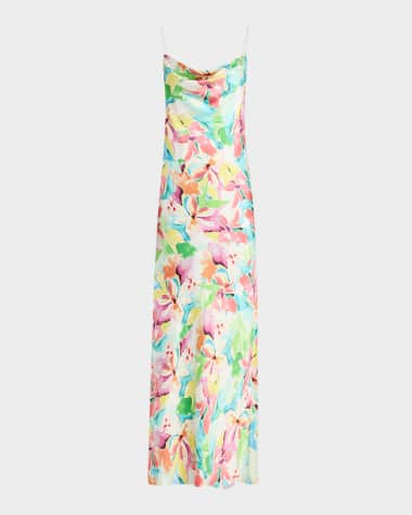 Liv Foster Lola Backless Floral-Print Sateen Gown