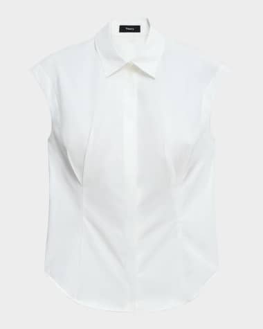 Theory Cap-Sleeve Cinch Shirt