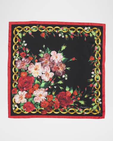 Dolce&Gabbana Floral Chain Foulard Silk Scarf