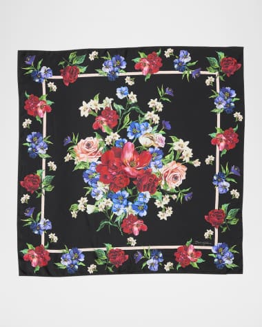 Dolce&Gabbana Floral Foulard Silk Scarf