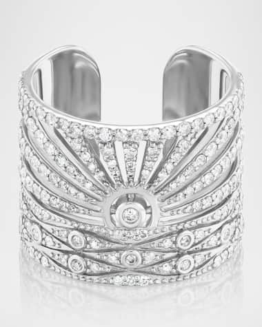 Sheryl Lowe Sterling Silver Pave Diamond Sunrise Cuff Ring
