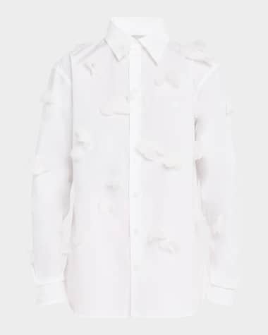 Coperni Organza Butterfly Button-Down Cotton Shirt
