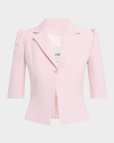 Coperni Puff-Shoulder Slim Tailored Crop Jacket