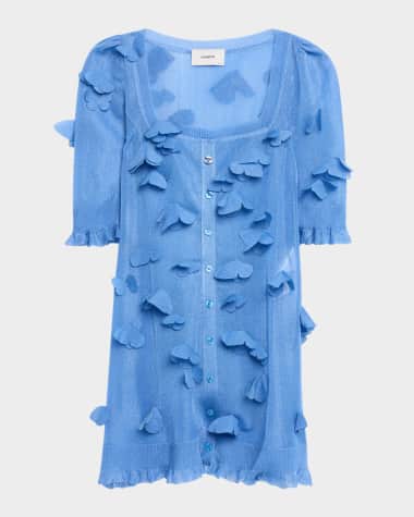 Coperni Metallic Knit Butterfly Button-Front Mini Dress