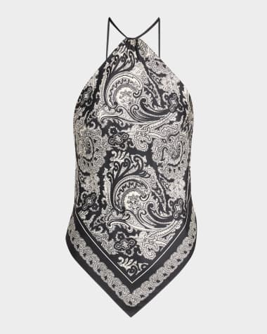 Nili Lotan Audrey Paisley-Print Silk Scarf Cami Top