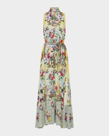 Camilla Flor Fantastica Tie-Neck Maxi Dress
