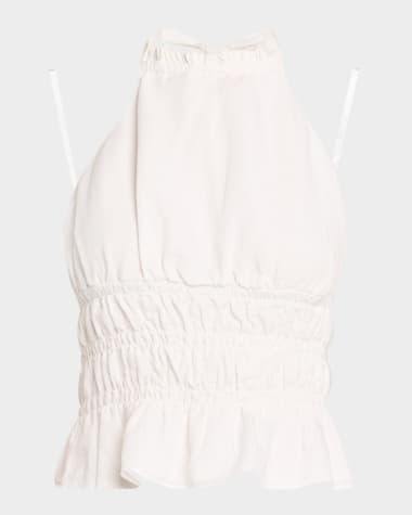 Onia Air Linen Smocked Halter Top