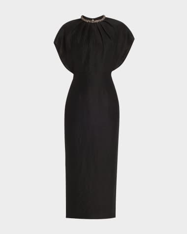 Roland Mouret Diamante Neck Midi Dress