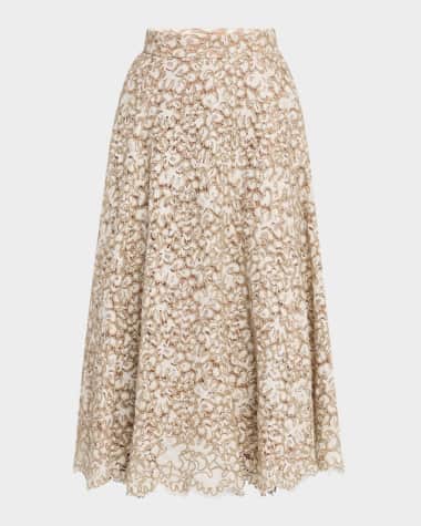 Michael Kors Collection Rope Soutache Lace Midi Skirt