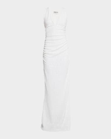 Chiara Boni La Petite Robe Ryosei Deep V-Neck Sequin Column Gown