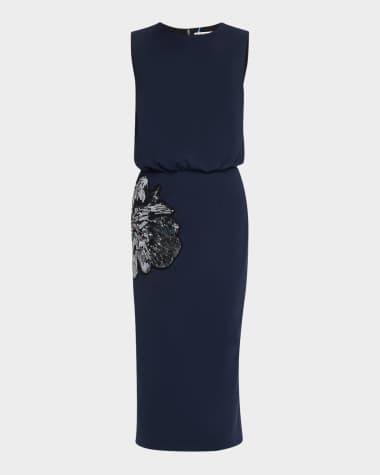Chiara Boni La Petite Robe Myla Sequin Floral Applique Midi Dress