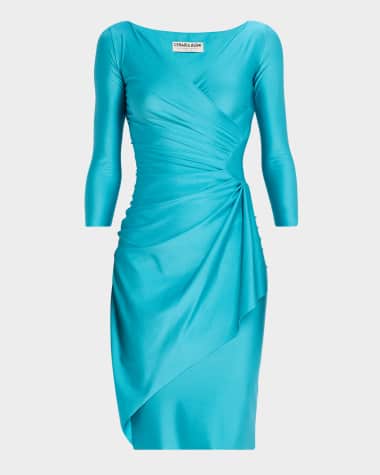 Chiara Boni La Petite Robe Charisse Pleated Surplice Midi Sheath Dress