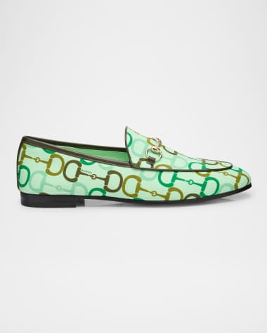 Gucci Jordaan Printed Cotton Horsebit Loafers