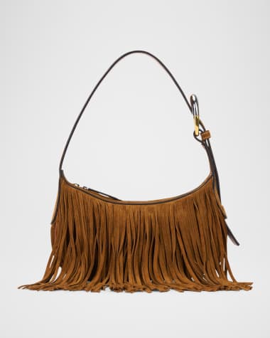 STAUD Owen Fringe Buckle Suede Shoulder Bag