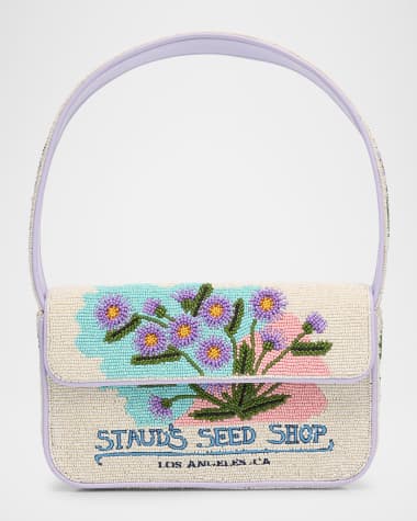 STAUD Tommy Beaded Flap Shoulder Bag