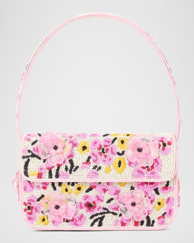 STAUD Tommy Beaded Flap Shoulder Bag