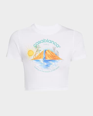 CASABLANCA Oasis Logo Print Crop Baby T-Shirt