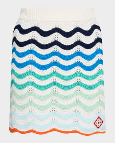 CASABLANCA Wavy Crochet Knit Mini Skirt