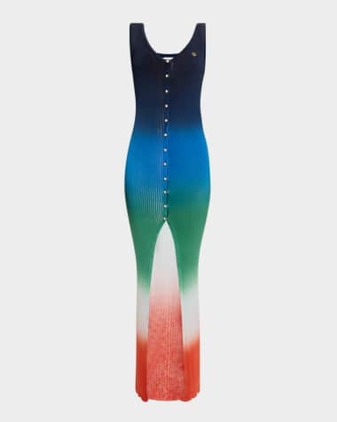 CASABLANCA Gradient Rib Button-Front Maxi Dress