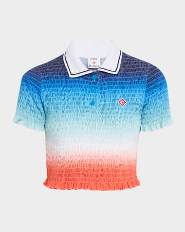 CASABLANCA Gradient Shirred Crop Polo Top