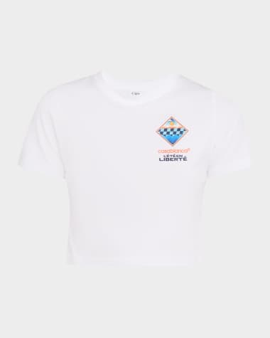 CASABLANCA Lete En Liberte Print Crop Baby T-Shirt