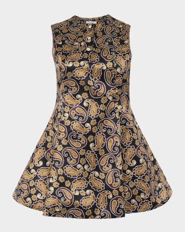 JW Anderson Paisley-Print Sleeveless Mini Henley Dress