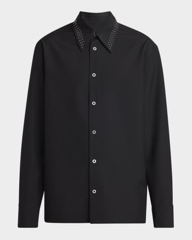 Jil Sander Men's Studded-Collar Wool Sport Shirt