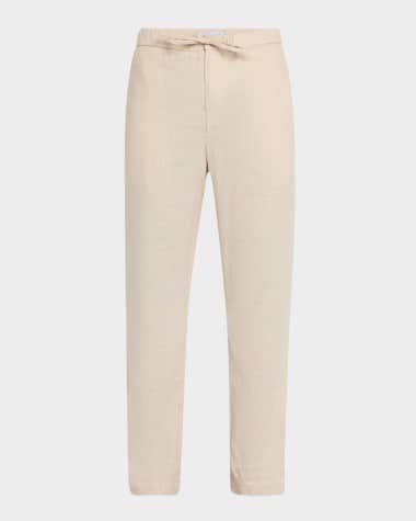 Frescobol Carioca Men's Oscar Linen and Cotton Drawstring Chino Trousers