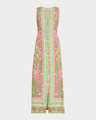 Trina Turk Novak Sleeveless Floral-Print Maxi Dress