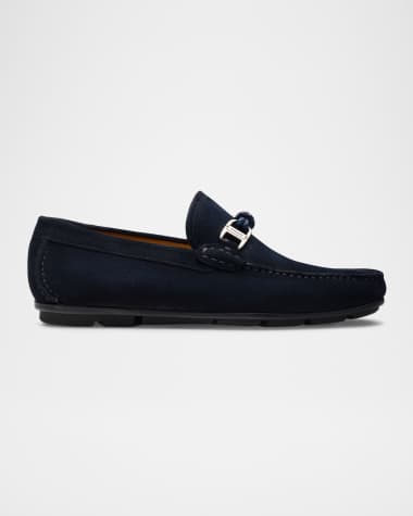 Magnanni Men's Monterey Suede Braided-Bit Loafers