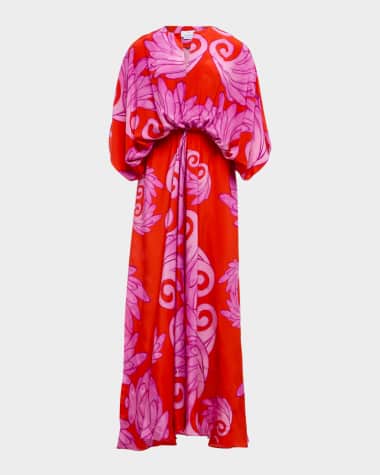 THEMIS Z Lydia Blouson Silk Maxi Dress