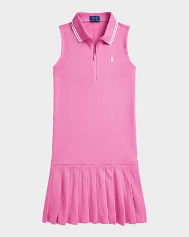 Ralph Lauren Childrenswear Girl's Pleated Mesh Polo Dress, Size S-XL