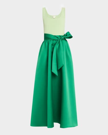 Shoshanna Mercer Two-Tone Mixed Media Gown
