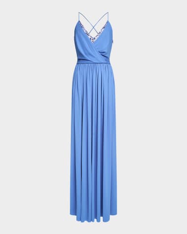 Halston Jeanne Sequin Layered Matte Jersey Gown