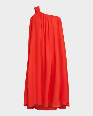 Halston Rafelle One-Shoulder Georgette Midi Dress