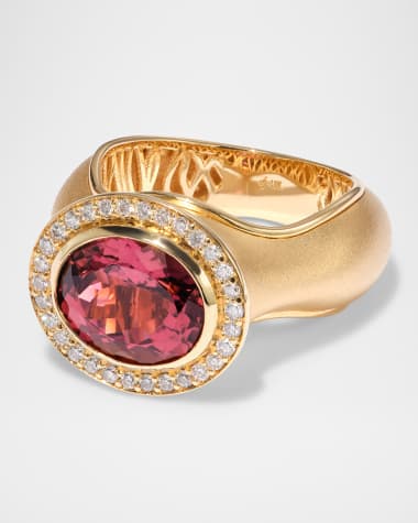 Jamie Turner 18K Yellow Gold Haven Signet Ring with Diamonds and Gemstone