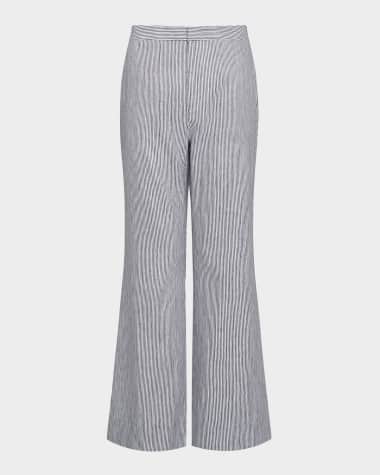 Vince Ticking Stripe Cropped Flare Trousers