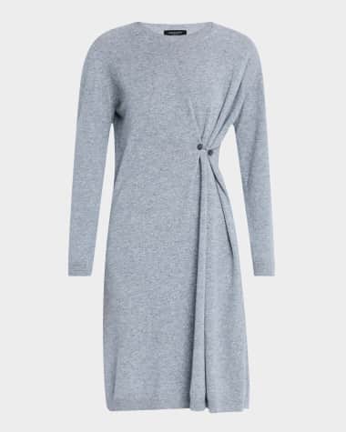 FABIANA FILIPPI Gathered Crewneck Wool-Blend Knit Dress