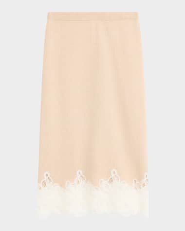 FABIANA FILIPPI Straight Lace-Hem Knit Midi Skirt