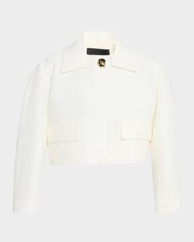 FABIANA FILIPPI Cropped Crinkled Wool Jacquard Jacket
