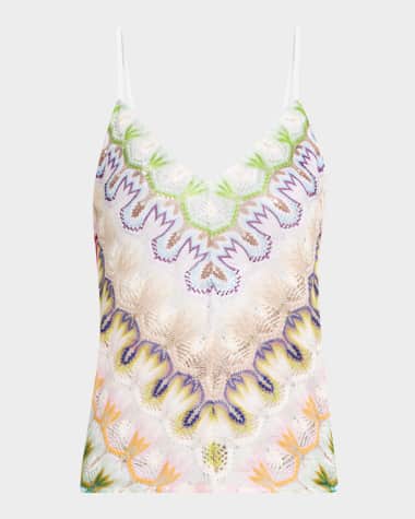 Missoni V-Neck Backless Crochet Knit Tank Top