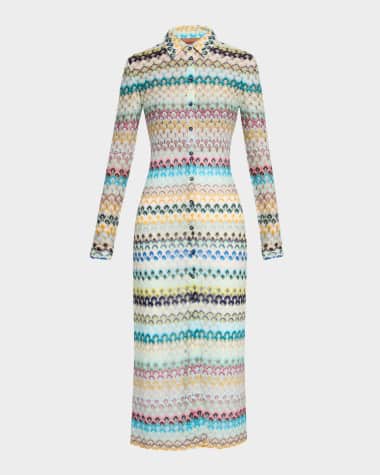 Missoni Striped Knit Collared Long Cardigan
